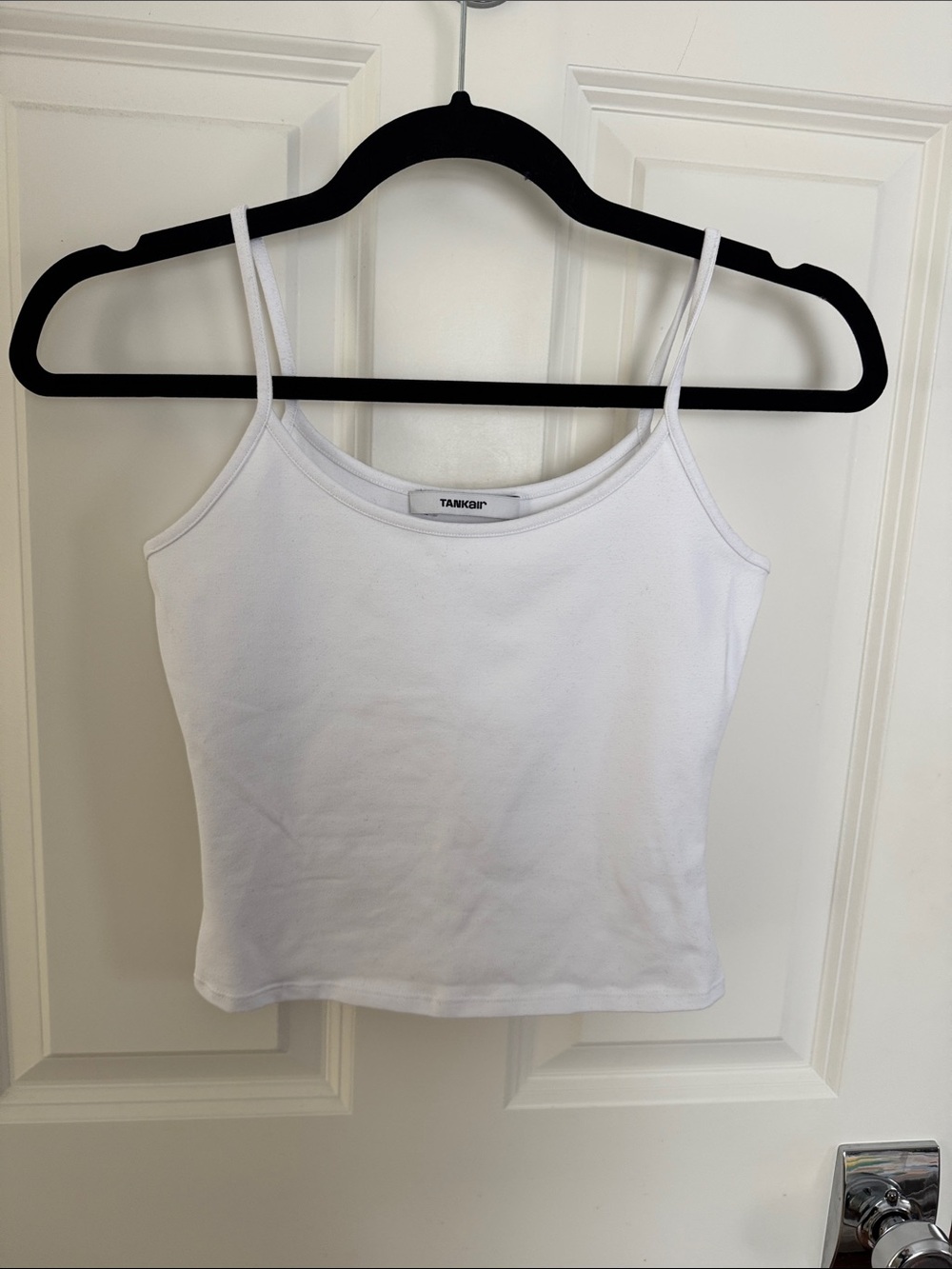 TANKAIR White Ribbed Spaghetti-Strap Tank Top